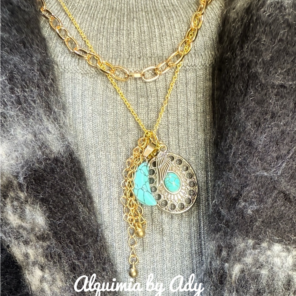 Alquimia Gold Necklace with Turquoise Accents